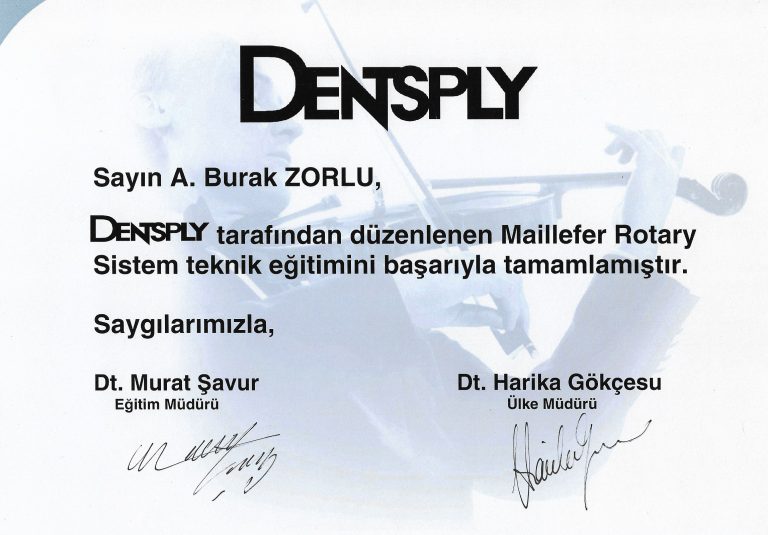 2007 DENTSPLY Teknik Eğitim Sertifikası