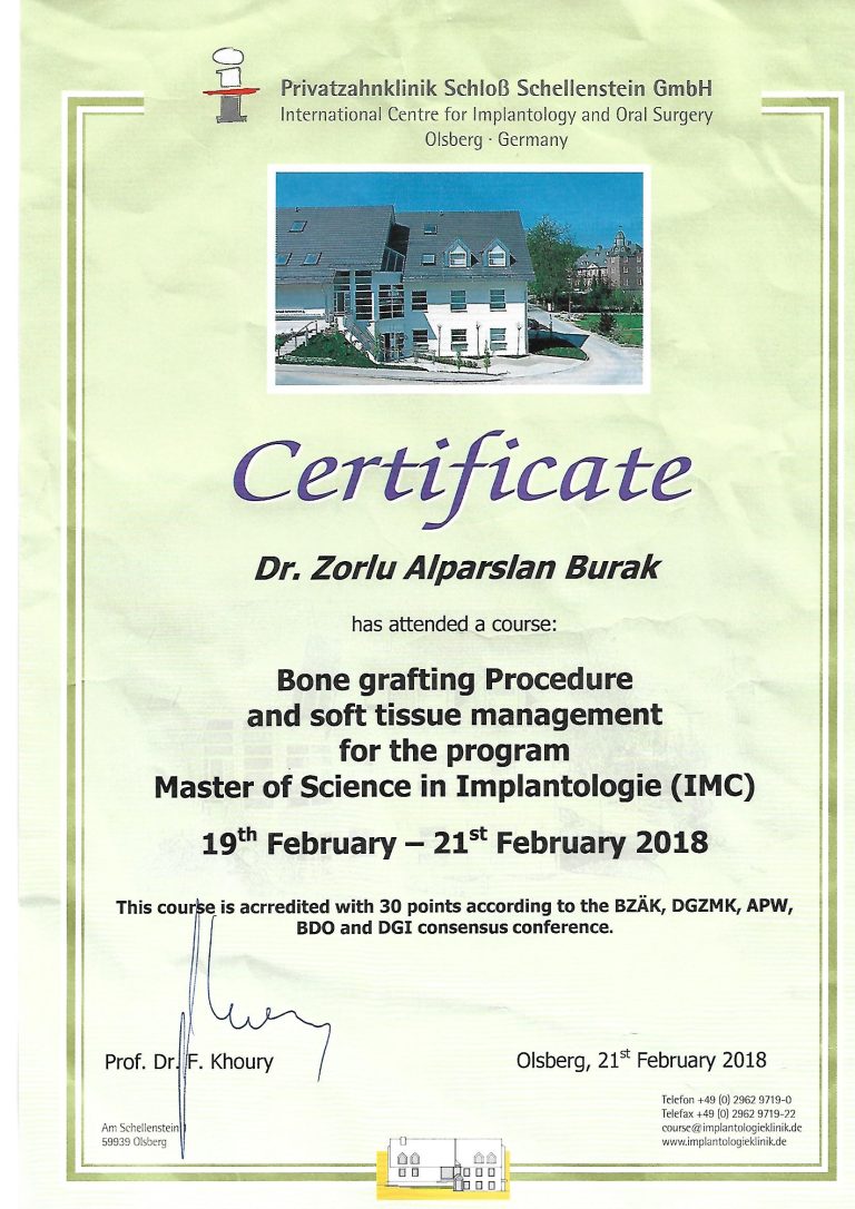 2018 Master of Science in Implantologie 19-21 Şubat 2018