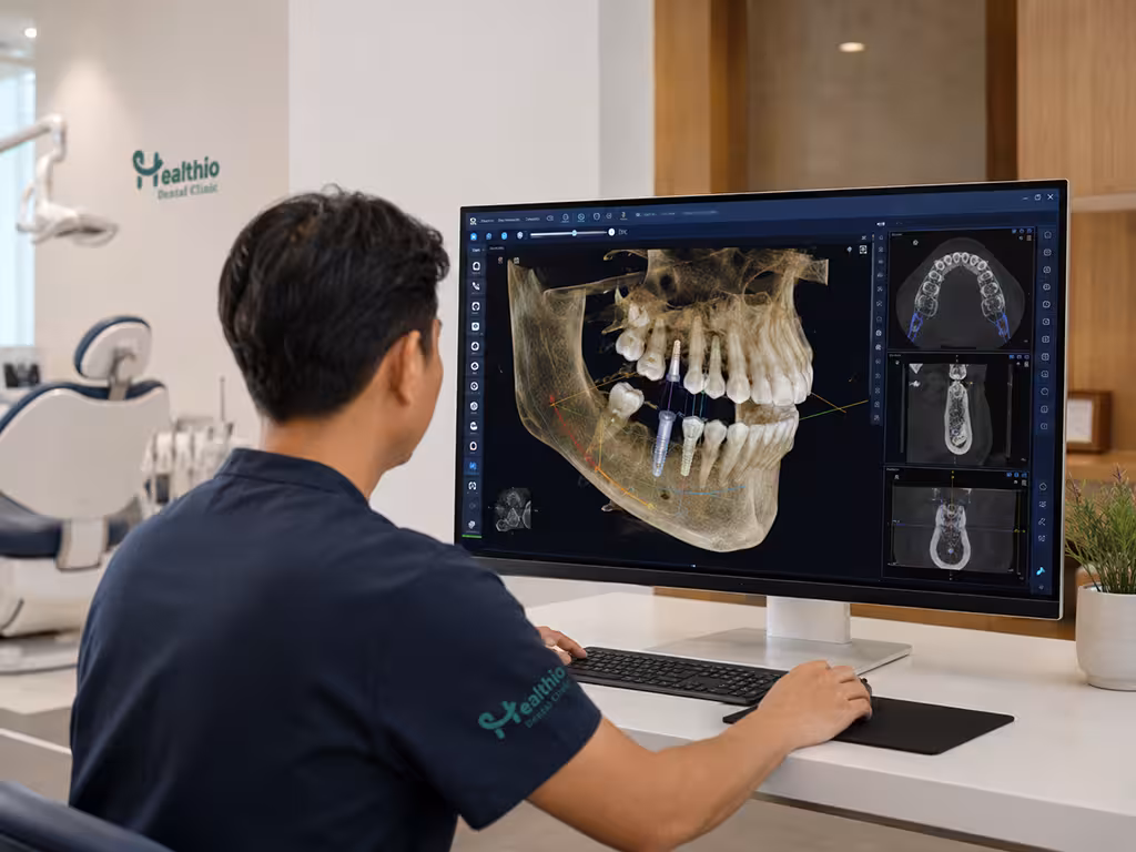 3D CBCT dental tomography scan planning for safe dental implant surgery in Antalya Turkey