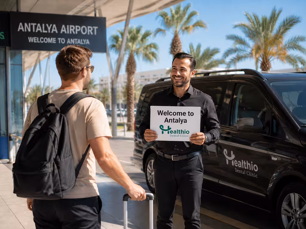 UK patient arriving in Antalya for dental implant treatment at Healthio Turkey